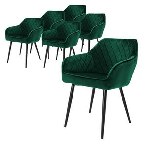 ML-DESIGN SADA 6 jídelních židlí, tmavě zelený samet obraz