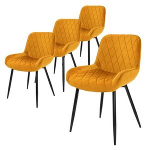 ML-DESIGN JÍDELNÍ ŽIDLE, sada 4 ks, hořčičně žlutý samet obraz