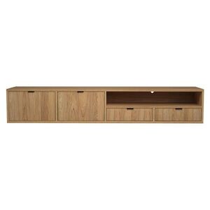 Beautysofa NÍZKÁ visící komoda Evron se 2 zásuvkami a 2 dvířky, 200 cm, dub Hikora obraz