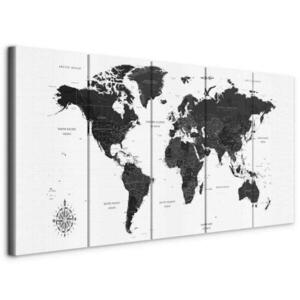 artgeist MALBA NA PLÁTNĚ, text, mapa světa, 200/80/1, 2 cm obraz