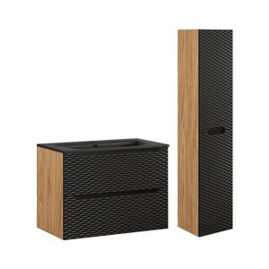 Petits-meubles KOUPELNOVÝ NÁBYTEK 80cm Elora 2er-Set Černá a dřevo obraz