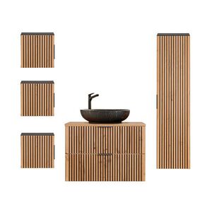 Petits-meubles KOUPELNOVÝ NÁBYTEK 80.6cm Gaia 2er-Set Dubové dřevo a černá barva obraz