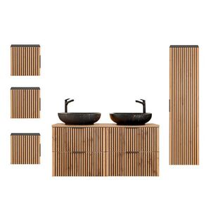 Petits-meubles KOUPELNOVÝ NÁBYTEK 120.6cm Gaia 2er-Set Dubové dřevo a černá barva obraz