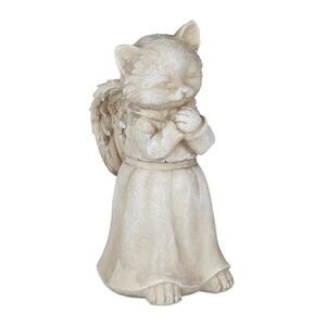 Relaxdays NÁHROBNÍK Krémová kočičí anděl Polyresin odolný vůči povětrnosti 18x8, 5x9 cm obraz