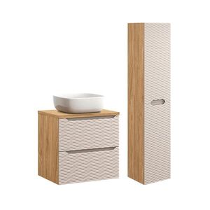 Petits-meubles KOUPELNOVÝ NÁBYTEK 60cm Elora 2er-Set Béžová a dřevo obraz