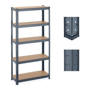 Relaxdays REGÁL Antracit hnědá těžkotonážní 5 polic 150/75/30 cm obraz