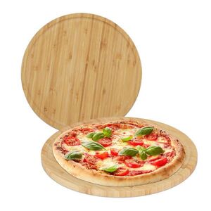 Relaxdays TALÍŘ Přírodní 2dílná sada bambus na pizzu 32 cm obraz