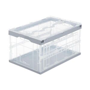 Relaxdays PŘEPRAVNÍ BOX Transparentní šedý skládací s víkem 60 l obraz