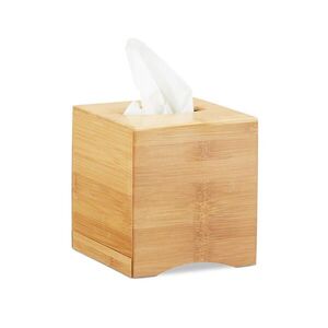 Relaxdays KRABIČKA Přírodní bambusová na kosmetické ubrousky čtvercová 15, 5 cm obraz