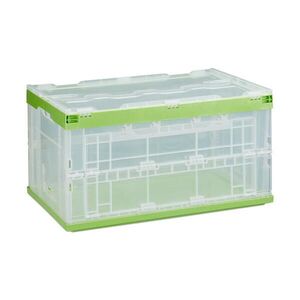 Relaxdays PŘEPRAVNÍ BOX Transparentní zelený skládací 60 l obraz