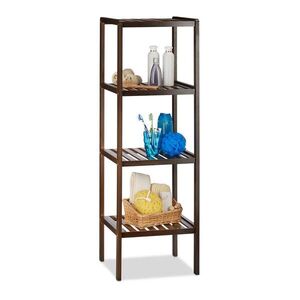 Relaxdays REGÁL Tmavě hnědý bambus do koupelny 4 police 110x34, 5x33 cm obraz
