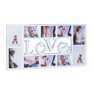 Relaxdays FOTORÁMEČEK Bílý koláž LOVE na 10 fotek 37x72 cm obraz