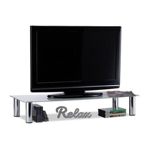 Relaxdays TV STOLEK Průhledný sklo chrom 17x100x35 cm obraz