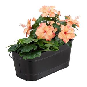 Relaxdays TRUHLÍK Černý kovový v zinkovém vzhledu se 2 úchyty 38 cm obraz