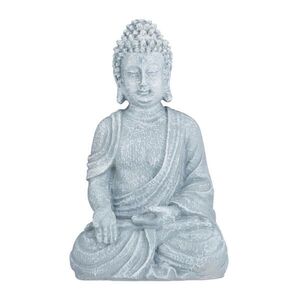 Relaxdays SOŠKA Světle šedá Buddha v sedě polyresin odolná proti povětrnosti 40 cm obraz