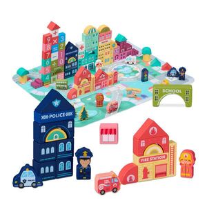 Relaxdays KOSTKY Vícebarevné město puzzle podložka 20-dílná obraz