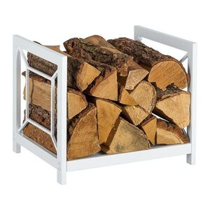 Relaxdays STOJAN Bílý na krbové dřevo kov 36 cm obraz