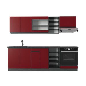 Vicco KUCHYŇSKÝ KOUT R-Line Červená/antracitová 240 cm Tvar J obraz
