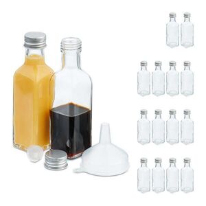 Relaxdays LAHVIČKY Transparentní stříbrná 16dílná-sada sklo 100 ml obraz