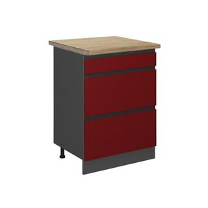 Vicco SPODNÍ SKŘÍŇKA KUCHYŇSKÉ LINKY R-Line Červená 60 cm se zásuvkami, PD Dub obraz