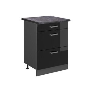 Vicco SPODNÍ SKŘÍŇKA KUCHYŇSKÉ LINKY R-Line Černý vysoký lesk 60 cm se zásuvkami, PD Antracit obraz