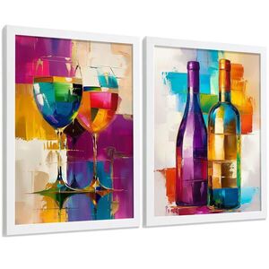 Nacnic PLAKAT Sada 2 Pop Wine A4 Bílý rám obraz