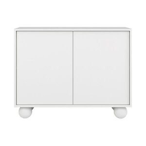 Beautysofa KOMODA Adel se 2 dvířky a kulatými nožkami, 104 cm, bezúchytková, bílá obraz