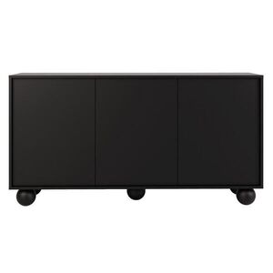 Beautysofa KOMODA Adel se 3 dvířky a kulatými nožkami, 154 cm, bezúchytková, černá obraz
