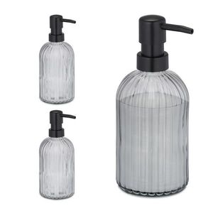 Relaxdays DÁVKOVAČ MÝDLA Transparentní-černý sklo 3ks-Set 400 ml obraz