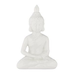 Relaxdays SOŠKA Bílá Buddha keramika 18 cm obraz