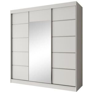 Beautysofa SKŘÍŇ s posuvnými dveřmi Monica 200/215/61 3dveřová bílá + stříbrná se zrcadlem obraz