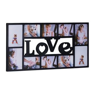 Relaxdays FOTORÁMEČEK Černý koláž LOVE na 10 fotek 37x72 cm obraz