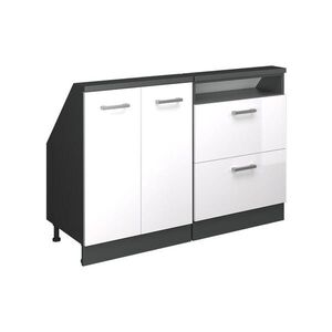 Vicco KUCHYŇSKÁ SKŘÍŇKA POD ŠIKMOU STŘECHU R-Line Bílá vysoký lesk 120 cm Sada 2 kusů obraz