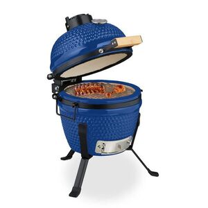 Relaxdays GRIL Modrý kamado keramický teploměr obraz