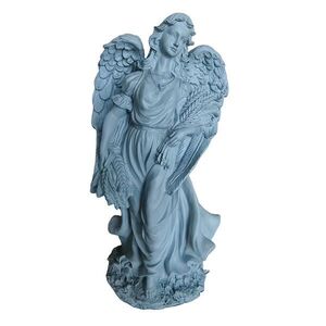 Relaxdays ANDĚL šedý hřbitovní z polyresinu mrazuvzdorný 46, 5 cm obraz