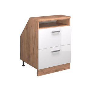 Vicco KUCHYŇSKÁ SKŘÍŇKA POD ŠIKMOU STŘECHU R-Line Bílá vysoký lesk 60 cm se 2 zásuvkami, korpus skříně hloubka 60 cm obraz