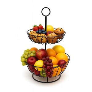 Relaxdays ETAŽÉR Černý kovový 2-patrový 43x28 cm obraz