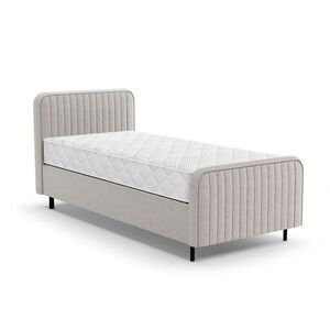 Beautysofa ČALOUNĚNÁ POSTEL Lami 90x200, jednolůžko s úložným prostorem a taštičkovou matrací 20 cm, béžová obraz