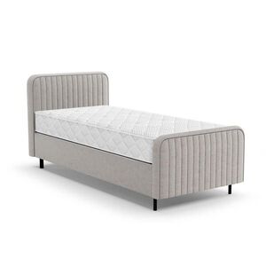 Beautysofa ČALOUNĚNÁ POSTEL Lami 90x200, jednolůžko s úložným prostorem a taštičkovou matrací 20 cm, tmavě béžová obraz