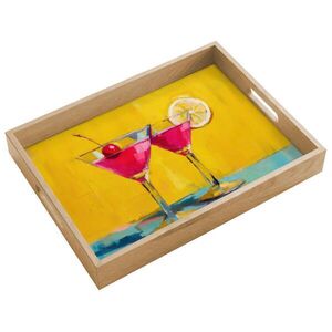 OnlyWow SERVÍROVACÍ PODNOS Sklenice - Koktejl - Citron - Třešeň 40x30 cm obraz