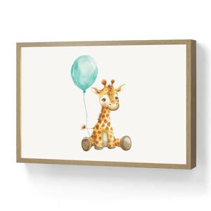 OnlyWow NÁSTĚNNÁ LAMPA S AKUMULÁTOREM Žirafa - Dítě - Zvířata - Modrý balón 60x40 cm obraz
