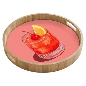 OnlyWow SERVÍROVACÍ PODNOS Sklenice - Kostky ledu - Citron - Třešeň 40x40 cm obraz