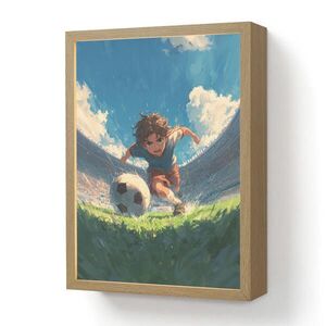 OnlyWow NÁSTĚNNÁ LAMPA S AKUMULÁTOREM Stadion - Fotbalista - Míč 30x40 cm obraz