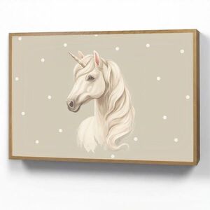OnlyWow DOBÍJECÍ NOČNÍ LAMPIČKA Jednorožec - bílý - tečky 90x60 cm obraz