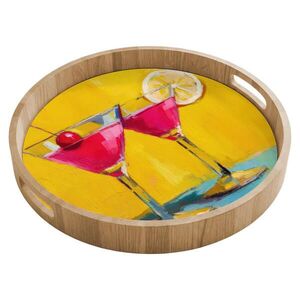 OnlyWow SERVÍROVACÍ PODNOS Sklenice - Koktejl - Citron - Třešeň 40x40 cm obraz