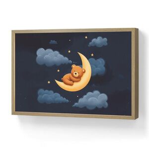 OnlyWow DOBÍJECÍ NOČNÍ LAMPIČKA Medvídek - Měsíc - Mraky - Hvězdy 60x40 cm obraz