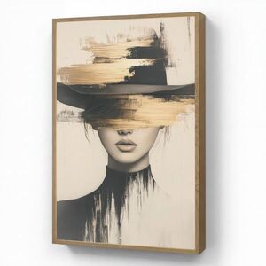 OnlyWow NÁSTĚNNÁ LAMPA S AKUMULÁTOREM Žena - klobouk - barva 60x90 cm obraz