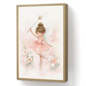 OnlyWow DOBÍJECÍ NOČNÍ LAMPIČKA Baletka - Víla - Květiny - Růžová 40x60 cm obraz