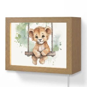 OnlyWow NÁSTĚNNÁ LAMPA Lev - Zvíře - Děti - Džungle 20x15 cm obraz