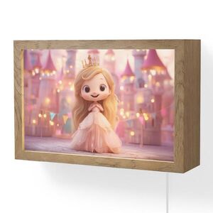 OnlyWow NÁSTĚNNÁ LAMPA Princezna - Růžová - Zámek 30x20 cm obraz